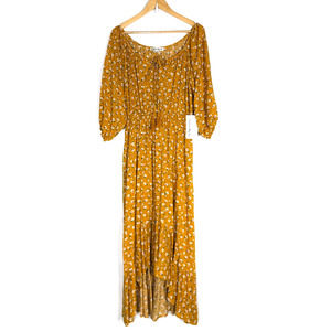 California Bay Co Floral Dress Hi Lo Hem Midi Yellow NWT Sz XL